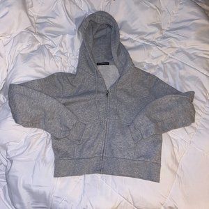 Brandy Melville cropped gray zip up hoodie